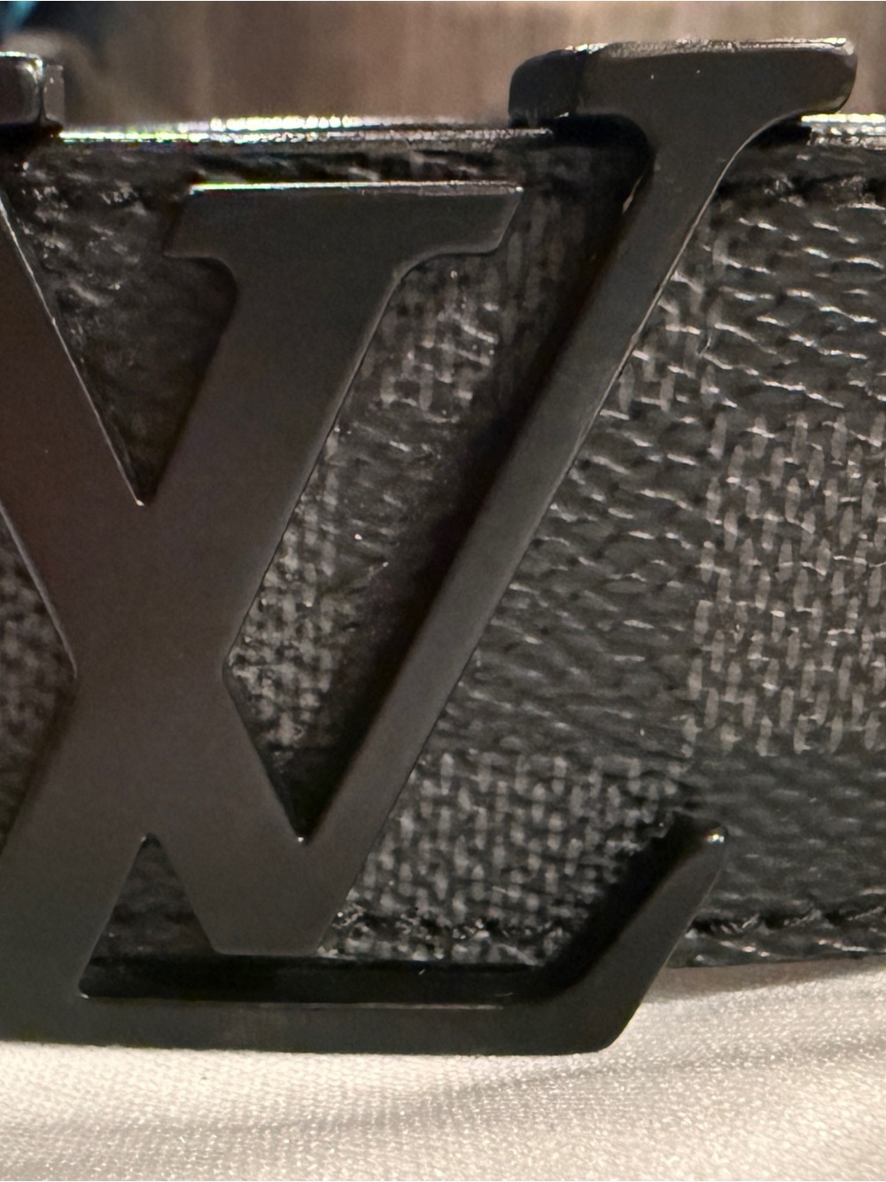 Louis Vuitton Men’s Black Damier Graphite Canvas Belt with Black LV Buckle